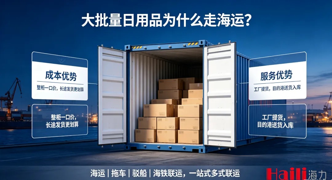 大批量日用品跨区域发货，为什么越来越多企业优先选择海运？